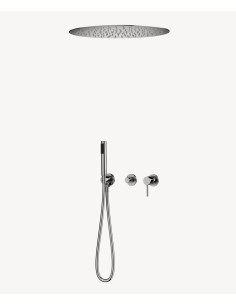 Pack mitigeur douche 3 trous encastré plafond rond Chromé - Corbeau
