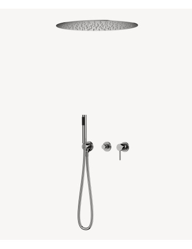 Pack mitigeur douche 3 trous encastré plafond rond Chromé - Corbeau