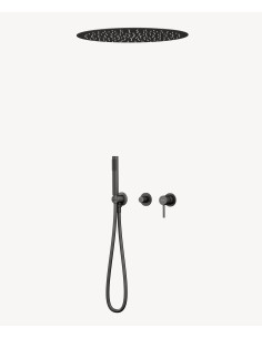 Pack mitigeur douche 3 trous encastré plafond rond Gun métal - Corbeau