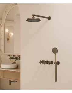 Pack douche encastré Bronze - Mélangeur, pommeau pluie & douchette - Hera