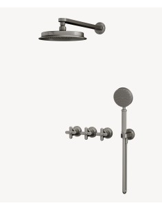 Pack douche encastré Nickel brossé - Mélangeur, pommeau pluie & douchette - Hera