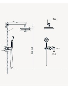 Colonne de douche mitigeur encastrable Bronze - Hera 2