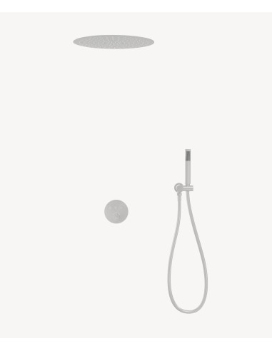 Pack douche thermostatique avec pommeau rond encastré - Blanc