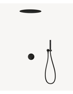 Pack douche thermostatique avec pommeau rond encastré - Noir