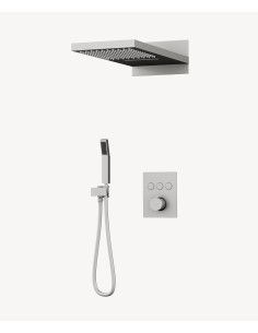 Colonne de douche thermostatique encastrable 3 fonctions Nickel brossé - Sirius