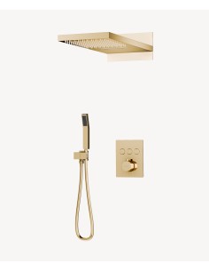 Colonne de douche thermostatique encastrable 3 fonctions Doré - Sirius