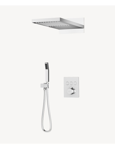 Colonne de douche thermostatique encastrable 3 fonctions Chromé - Sirius