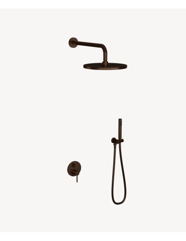 Kit douche encastrable moderne jet de pluie Moka brossé - Corbeau