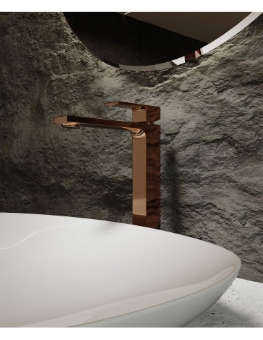 Robinet mitigeur lavabo réhaussé  or rose - Sirius