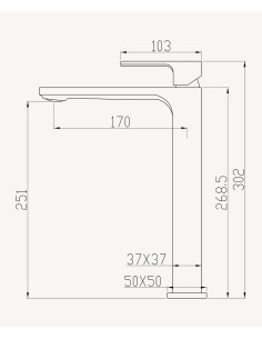 Robinet mitigeur lavabo réhaussé  or rose - Sirius 2