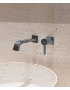 Mitigeur de lavabo mural Gun métal - Fiumina