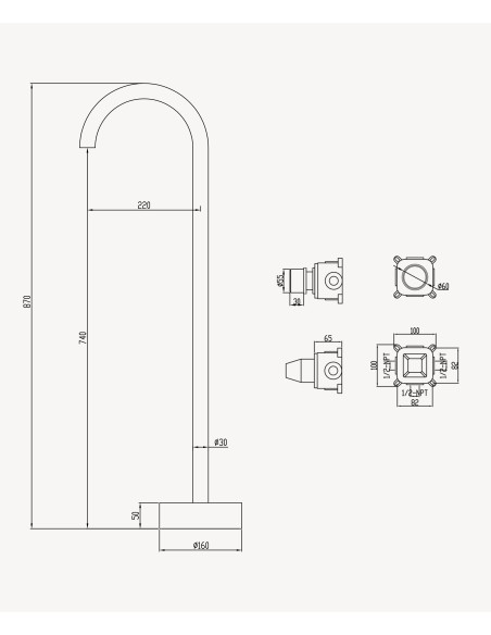 Mitigeur de lavabo monocolonne sans réglage de débit Doré brossé - Leros