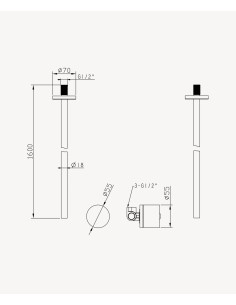 Mitigeur de lavabo suspendu plafond sans réglage de débit Or rose brossé - Leros 2
