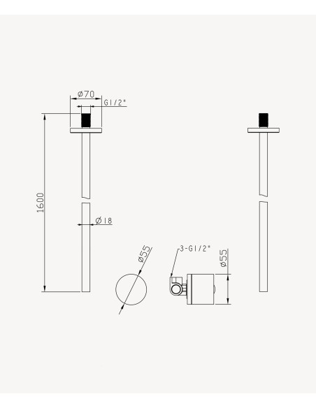 Mitigeur de lavabo suspendu plafond sans réglage de débit Or rose brossé - Leros