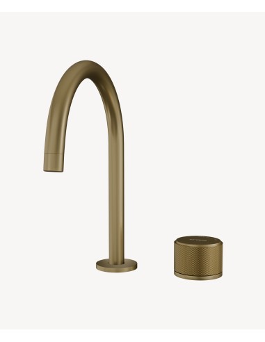 Mitigeur de lavabo 2 trous sans réglage de débit Doré brossé - Leros