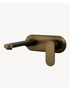 Mitigeur lavabo mural avec plaque Bronze - Hera