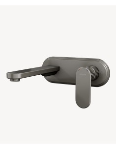 Mitigeur lavabo mural avec plaque Nickel brossé - Hera