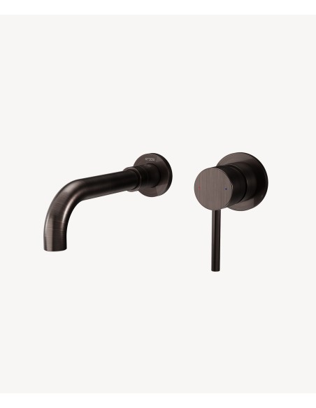 Mitigeur lavabo mural moka brossé - Corbeau