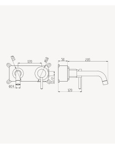 Mitigeur lavabo mural moka brossé - Corbeau 2