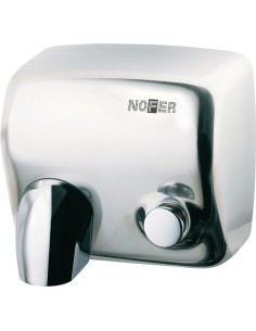 Sèche-mains CYCLON à bouton poussoir, boîtier en A CIER INOXYDABLE brillant