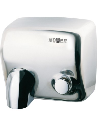 Sèche-mains CYCLON à bouton poussoir, boîtier en A CIER INOXYDABLE brillant