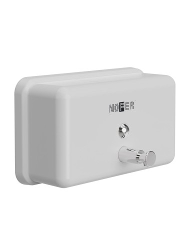 Distributeur de savon liquide horizontal capacité  1200 ml en acier inoxydable Blanc