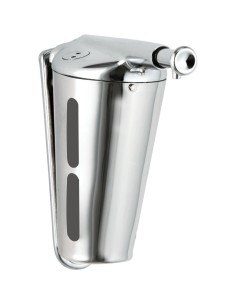 Distributeur de savon liquide vertical conique 345  ml en acier inoxydable Brillant
