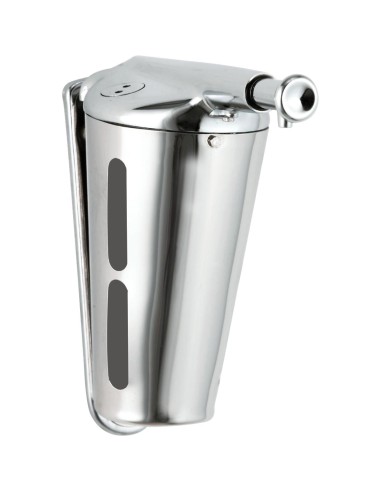 Distributeur de savon liquide vertical conique 345  ml en acier inoxydable Brillant