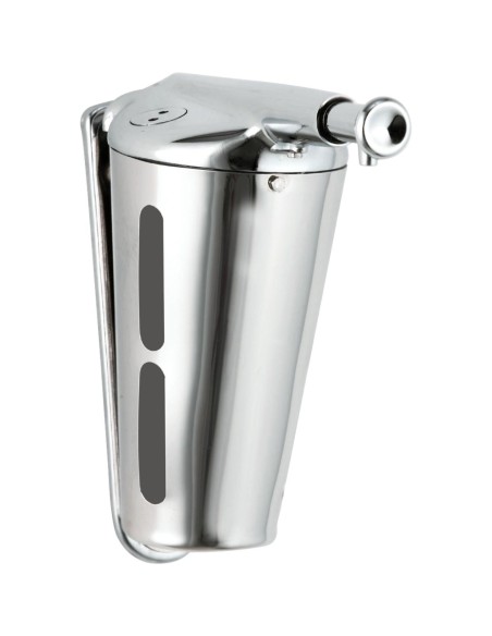 Distributeur de savon liquide vertical conique 345  ml en acier inoxydable Brillant