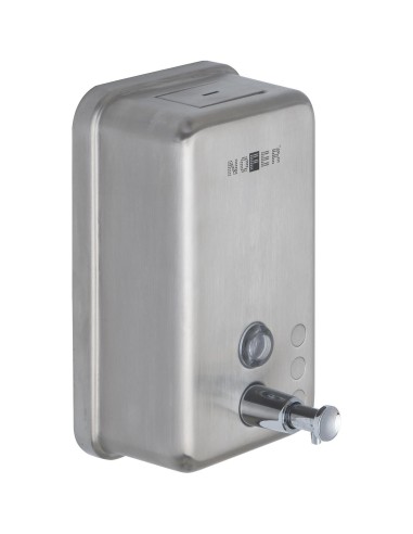 Distributeur de savon liquide vertical mural capac ité 1200 ml en acier inoxydable AiSI 304  Satiné