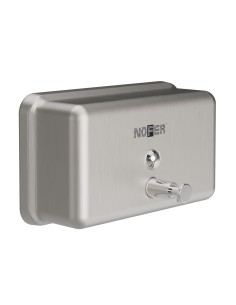 Distributeur de savon liquide horizontal mural en  acier inoxydable AiSI 304 Satiné