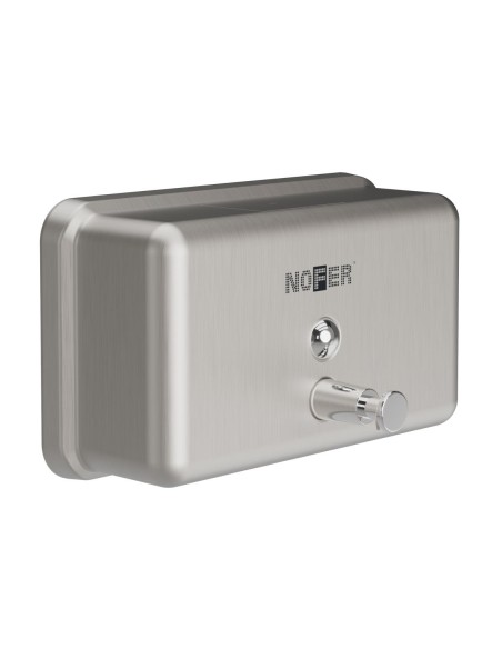 Distributeur de savon liquide horizontal mural en  acier inoxydable AiSI 304 Satiné