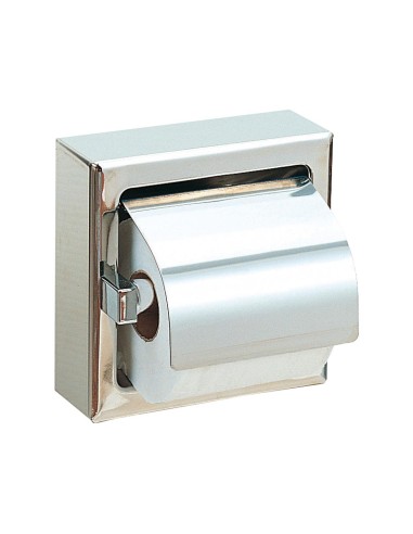 Porte-rouleau papier toilette (WC) individuel fixé  en ACIER INOXYDABLE satiné, avec couver cle