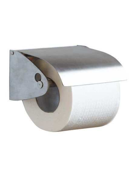Distributeur d'un seul rouleau de papier en ACIER  INOXYDABLE satiné avec couvercle, axe in oxydable