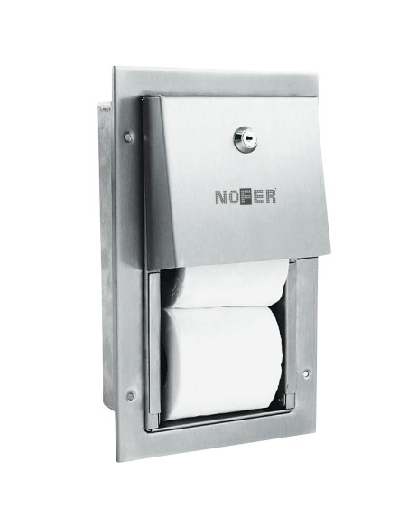 Distributeur de deux rouleaux de papier toilette ( WC) encastré  en ACIER INOXYDABLE satiné
