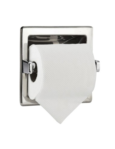 Porte-rouleau de papier toilette (WC) encastré en  ACIER INOXYDABLE satiné, sans couvercle