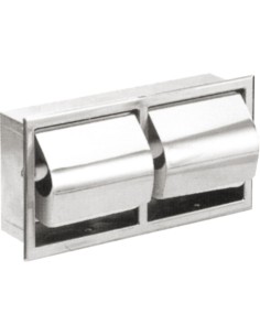 Porte-rouleau de papier toilette (WC) double encas tré en ACIER INOXYDABLE brillant, avec c ouvercle