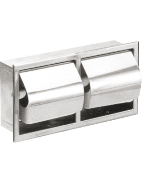 Porte-rouleau de papier toilette (WC) double encas tré en ACIER INOXYDABLE brillant, avec c ouvercle