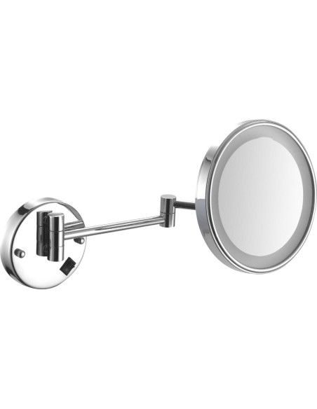 Miroir extensible grossissantx3 avec led en laiton  chromé et acier inoxydable