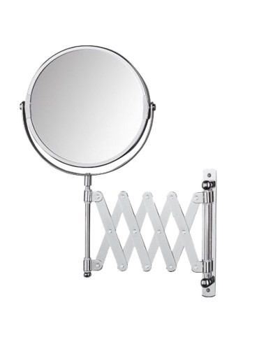 Miroir grossissant extensible à deux faces : norma l et 2x laiton chromé
