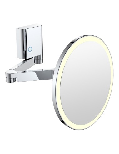 Miroir grossissant extensible 5x avec éclairage LED laiton chromé