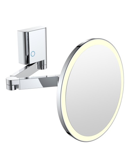 Miroir grossissant extensible 5x avec éclairage LED laiton chromé