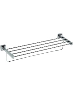 Sèrie CLASSIC- Etagère porte serviettes avec barre  inferieure 600 mm  en ACIER INOXYDABLE  satiné