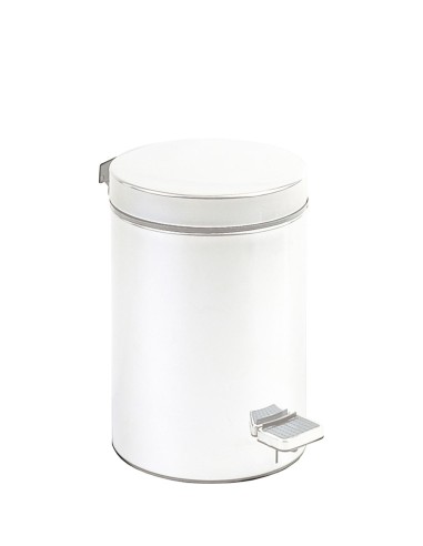 Poubelle hygiénique avec pédale 5 l en ACIER INOXY DABLE blanc