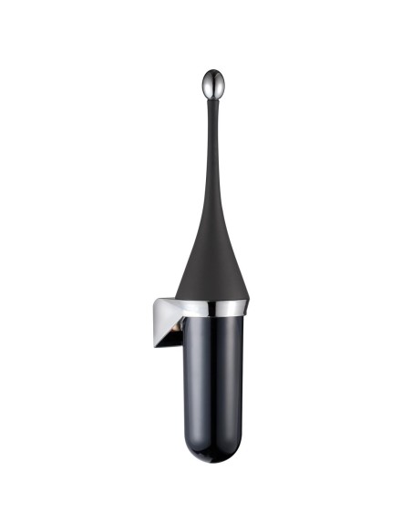 Serie Black - Brosse de toilette (WC) avec support  mural ACIER INOXYDABLE Brillant