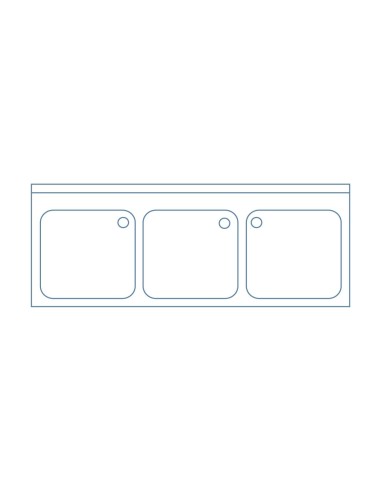Evier industriel en ACIER INOXYDABLE, 3 vasques 18 00x700