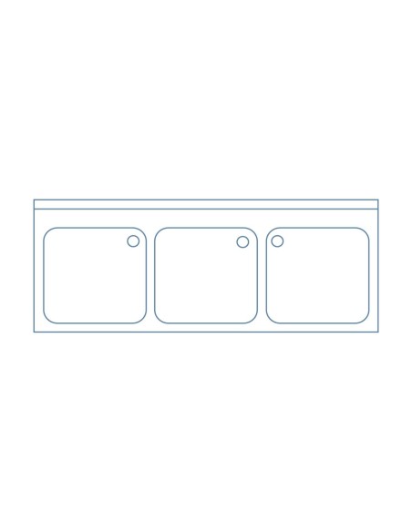 Evier industriel en ACIER INOXYDABLE, 3 vasques av ec cadre