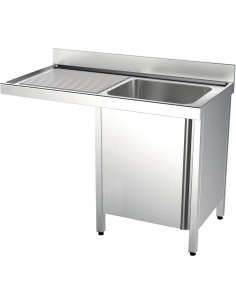 Meuble espécial ACIER INOXYDABLE avec cadre, porte  et espace pour lave-vaisselle