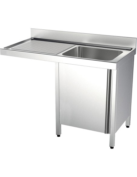 Meuble espécial ACIER INOXYDABLE avec cadre, porte  et espace pour lave-vaisselle