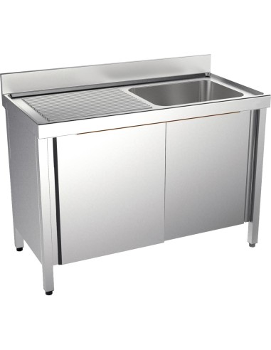 Meuble espécial ACIER INOXYDABLE avec cadre, porte  et espace pour lave-vaisselle